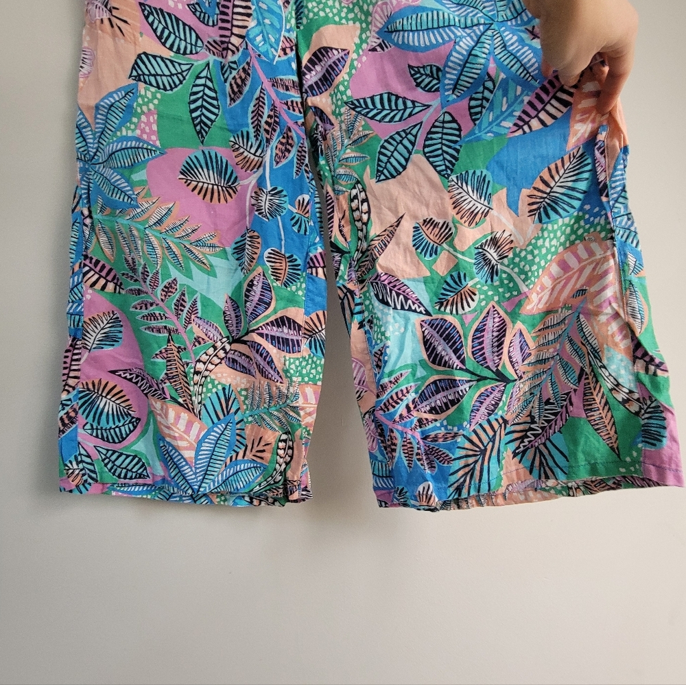 Cynthia Rowley Linen Tropical Flowy Pant Women's Size L Wide Leg Beachy Boho - Picture 8 of 9